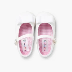 Menina Pisamonas Sapatos Merceditas Lona Laco Duplo