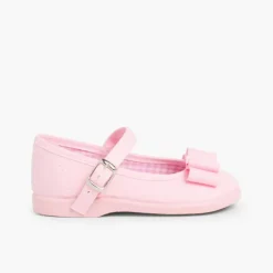 Menina Pisamonas Sapatos Merceditas Lona Laco Duplo