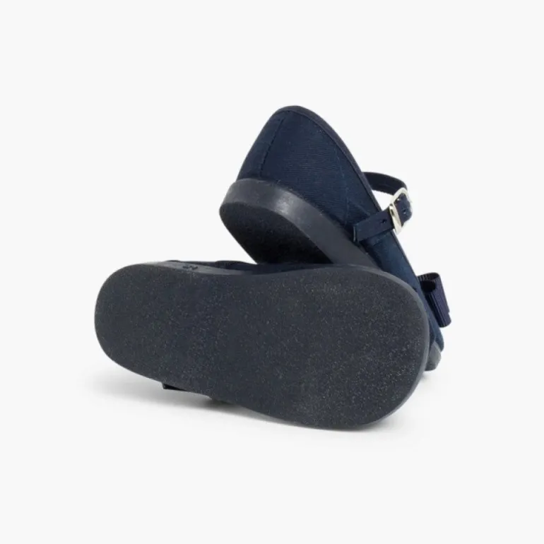 Menina Pisamonas Sapatos Merceditas Lona Laco Duplo
