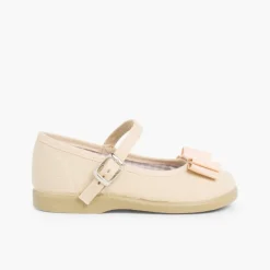 Menina Pisamonas Sapatos Merceditas Lona Laco Duplo