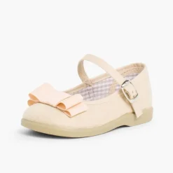 Menina Pisamonas Sapatos Merceditas Lona Laco Duplo