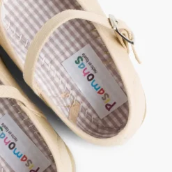 Menina Pisamonas Sapatos Merceditas Lona Laco Duplo