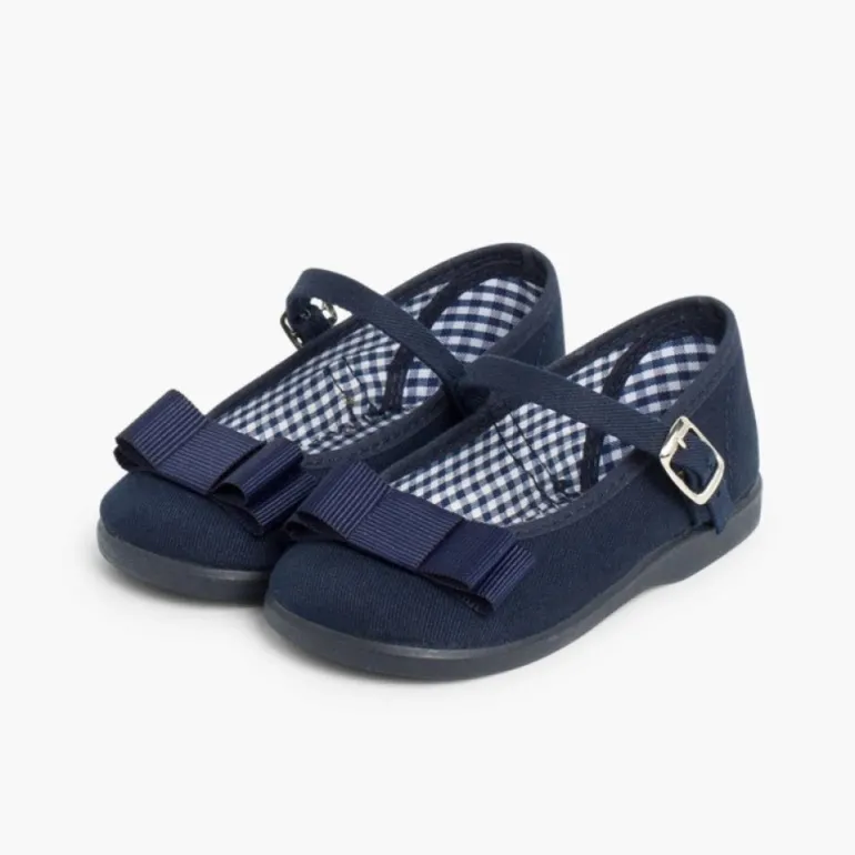 Menina Pisamonas Sapatos Merceditas Lona Laco Duplo