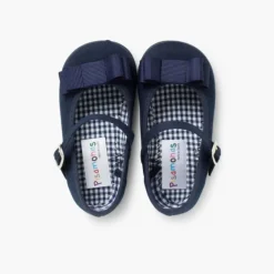 Menina Pisamonas Sapatos Merceditas Lona Laco Duplo