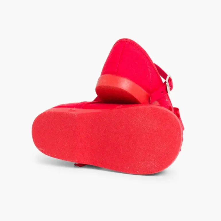 Menina Pisamonas Sapatos Merceditas Lona Laco Duplo