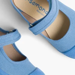 Menina Pisamonas Sapatos Merceditas Lona Tiras Aderentes Biqueira Borracha
