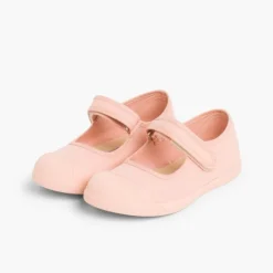 Menina Pisamonas Sapatos Merceditas Lona Tiras Aderentes Biqueira Borracha