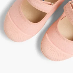 Menina Pisamonas Sapatos Merceditas Lona Tiras Aderentes Biqueira Borracha