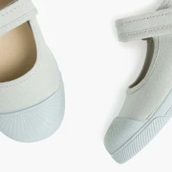 Menina Pisamonas Sapatos Merceditas Lona Tiras Aderentes Biqueira Borracha