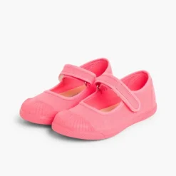 Menina Pisamonas Sapatos Merceditas Lona Tiras Aderentes Biqueira Borracha