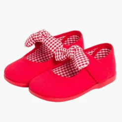 Menina Pisamonas Sapatos Merceditas Lona Tiras Aderentes Com Laco De Vichy