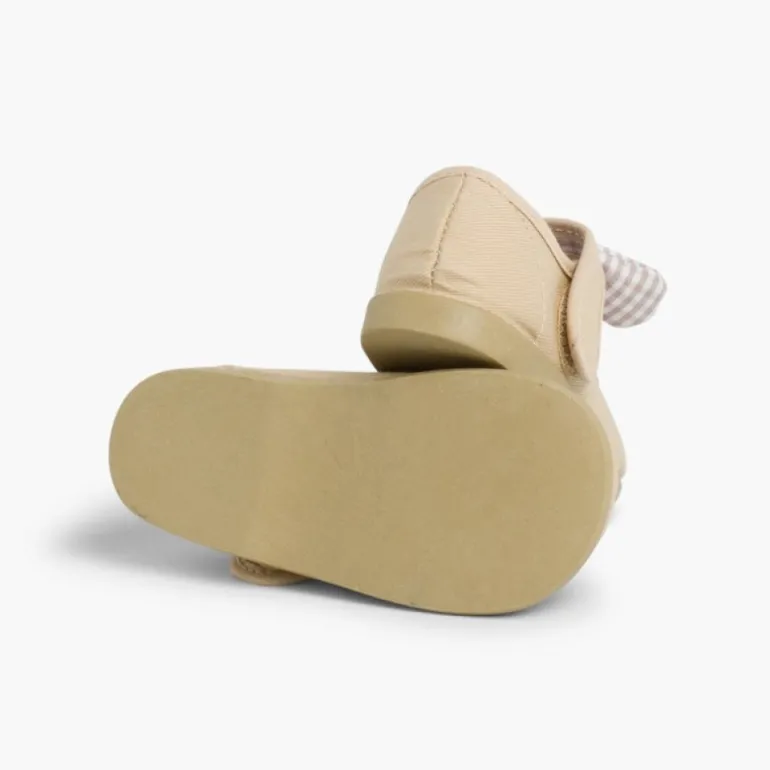 Menina Pisamonas Sapatos Merceditas Lona Tiras Aderentes Com Laco De Vichy