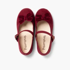 Menina Pisamonas Sapatos Merceditas Menina Fivela Laco Veludo