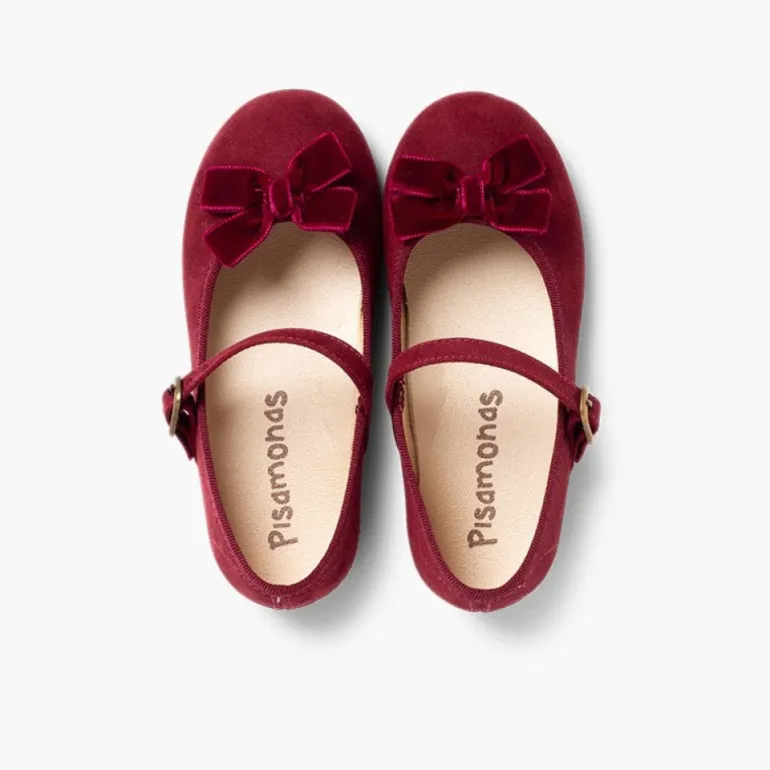 Menina Pisamonas Sapatos Merceditas Menina Fivela Laco Veludo