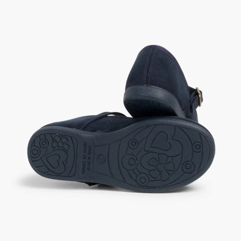 Menina Pisamonas Sapatos Merceditas Menina Fivela Laco Veludo