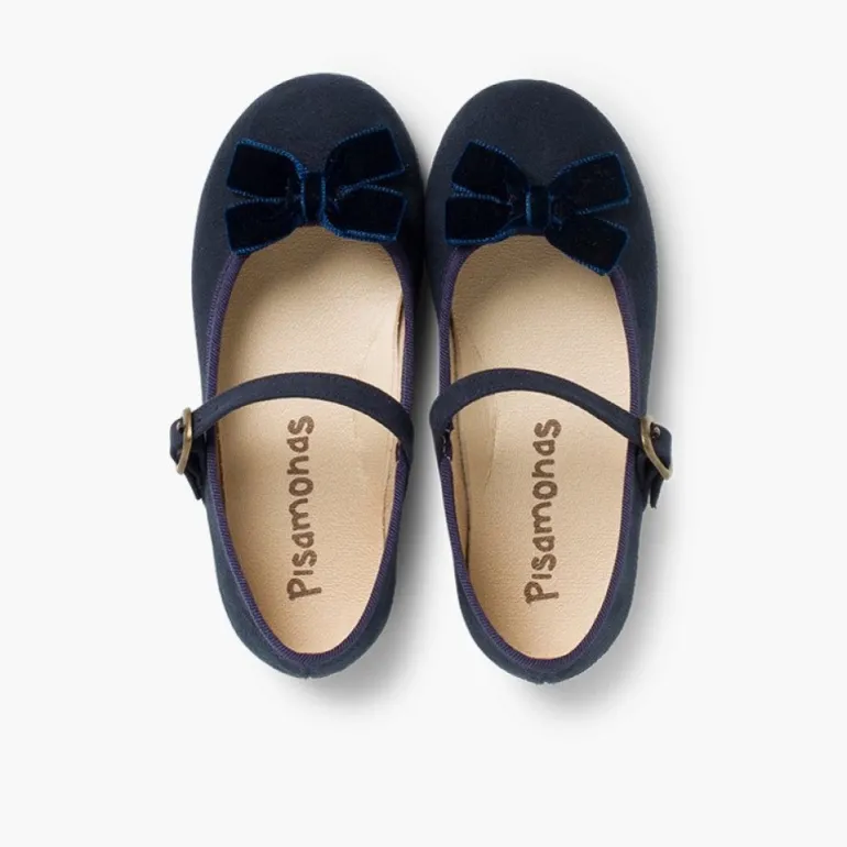 Menina Pisamonas Sapatos Merceditas Menina Fivela Laco Veludo