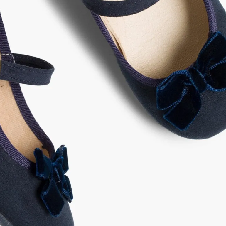 Menina Pisamonas Sapatos Merceditas Menina Fivela Laco Veludo