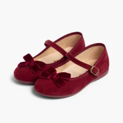 Menina Pisamonas Sapatos Merceditas Menina Fivela Laco Veludo