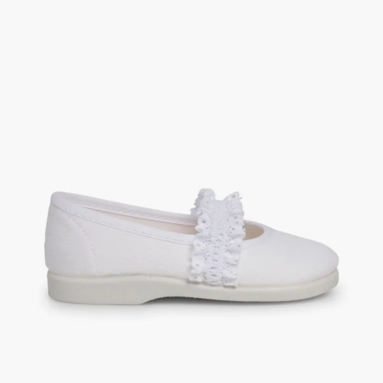Menina Pisamonas Sapatos Merceditas Menina Tira Elastica Renda
