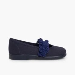 Menina Pisamonas Sapatos Merceditas Menina Tira Elastica Renda