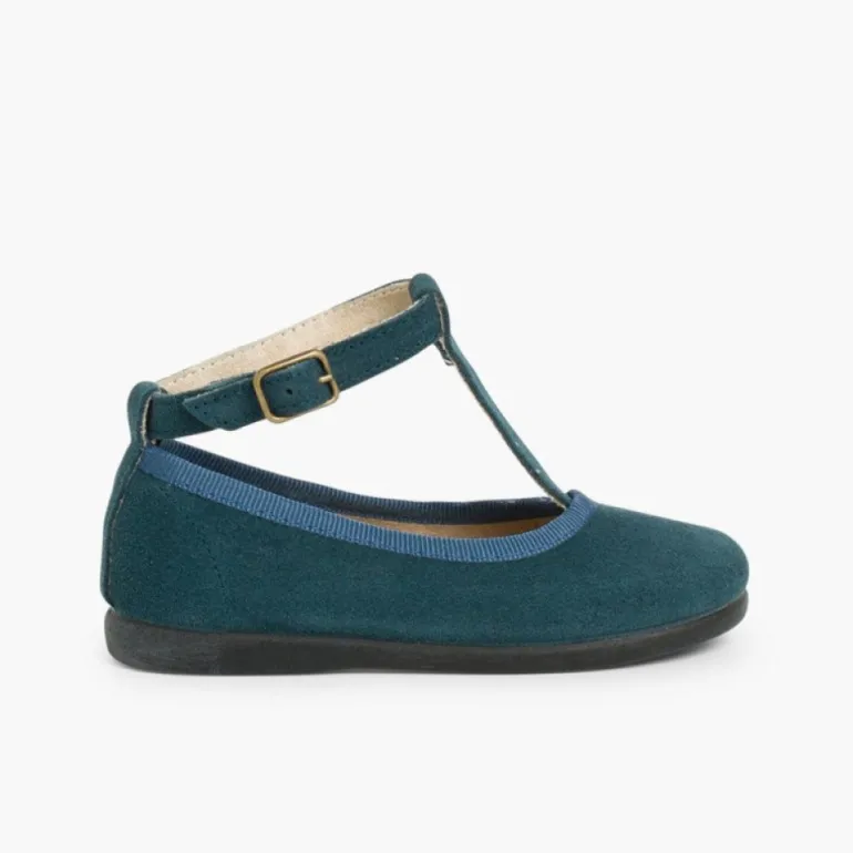 Menina Pisamonas Sapatos Merceditas Menina Camurca Com Fecho Pulseira