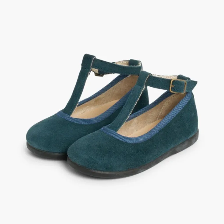 Menina Pisamonas Sapatos Merceditas Menina Camurca Com Fecho Pulseira