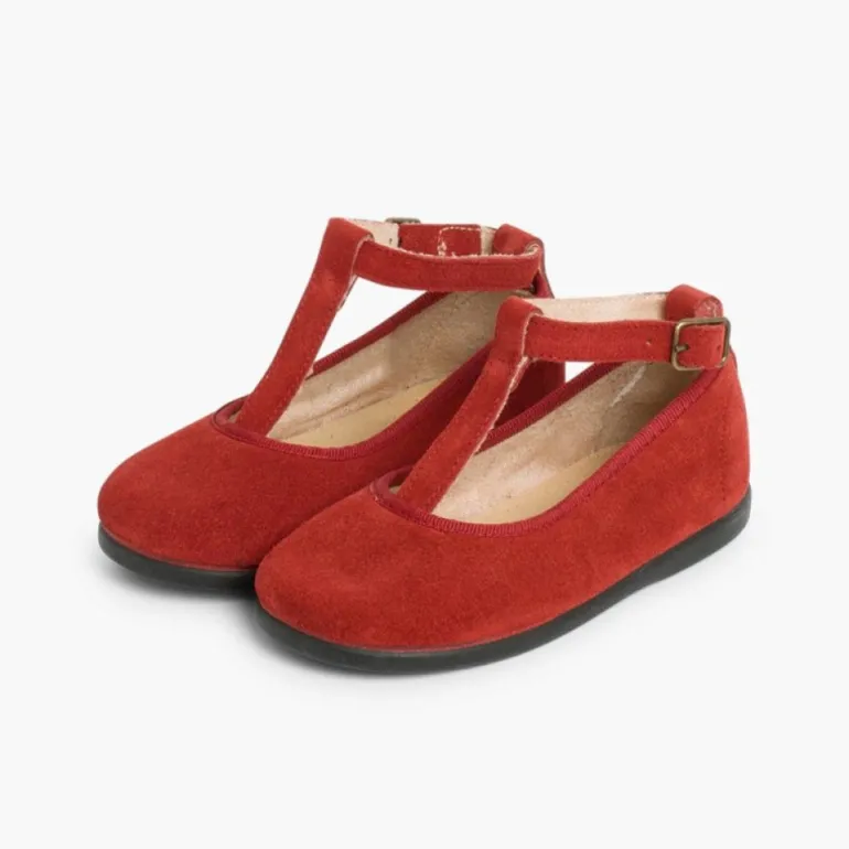 Menina Pisamonas Sapatos Merceditas Menina Camurca Com Fecho Pulseira