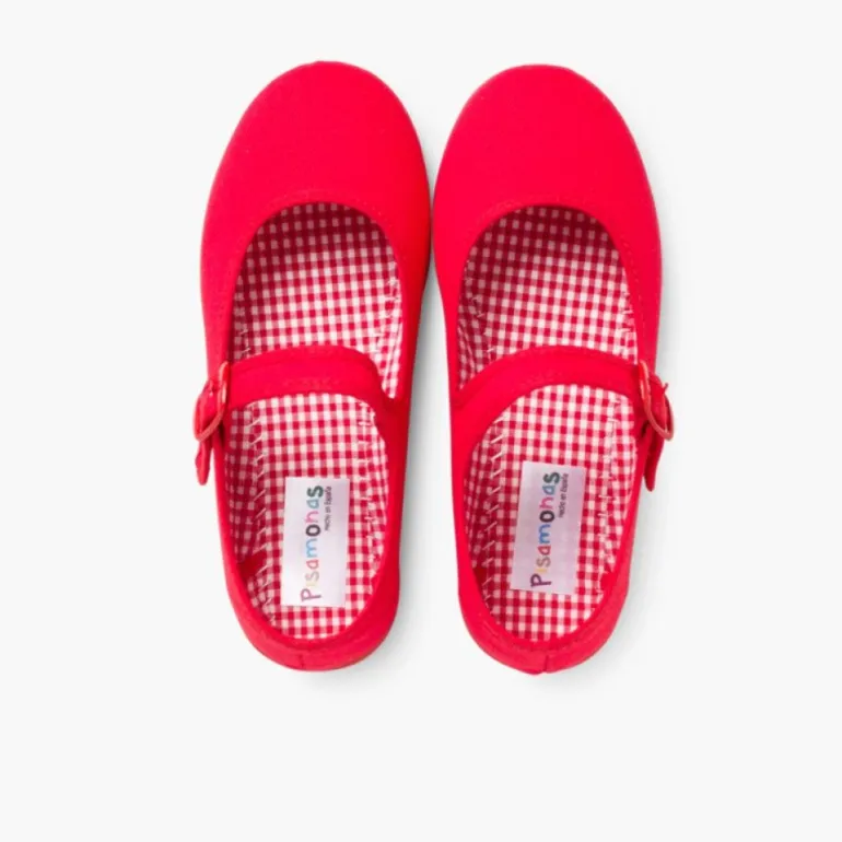 Menina Pisamonas Sapatos Merceditas Tecido Com Fivela Tamanhos Grandes