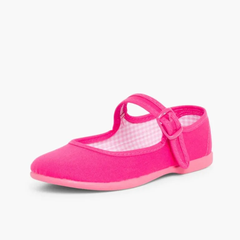 Menina Pisamonas Sapatos Merceditas Tecido Com Fivela Tamanhos Grandes