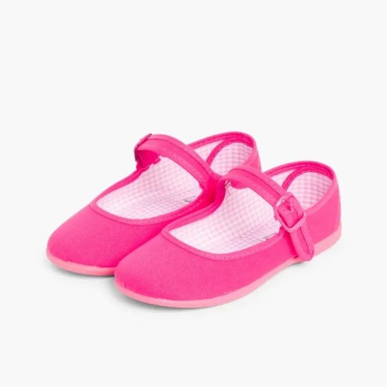 Menina Pisamonas Sapatos Merceditas Tecido Com Fivela Tamanhos Grandes