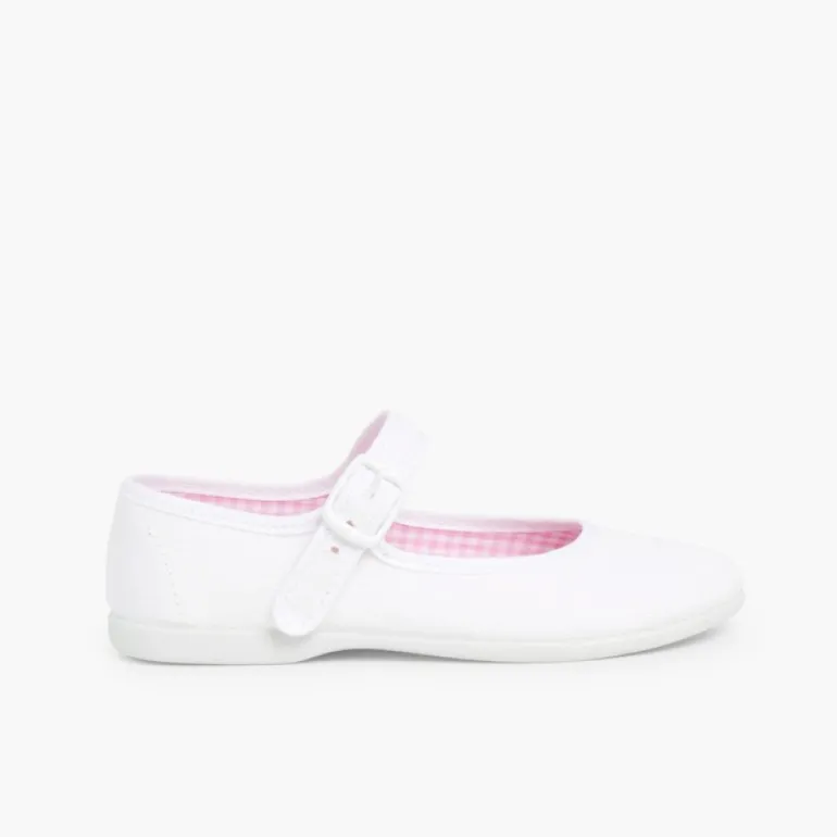 Menina Pisamonas Sapatos Merceditas Tecido Com Fivela Tamanhos Grandes