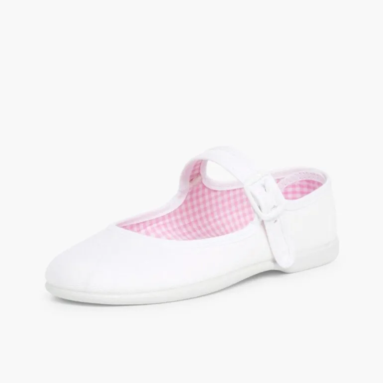 Menina Pisamonas Sapatos Merceditas Tecido Com Fivela Tamanhos Grandes