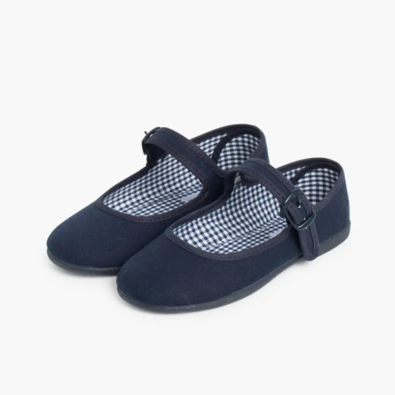 Menina Pisamonas Sapatos Merceditas Tecido Com Fivela Tamanhos Grandes