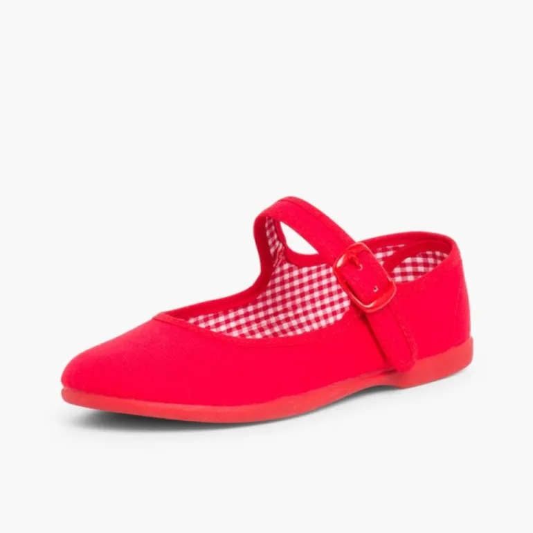Menina Pisamonas Sapatos Merceditas Tecido Com Fivela Tamanhos Grandes