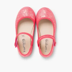 Menina Pisamonas Sapatos Merceditas Tiras Aderentes Em Linho Metalizado