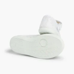 Menina Pisamonas Sapatos Merceditas Tiras Aderentes Em Linho Metalizado
