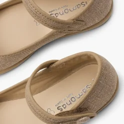Menina Pisamonas Sapatos Merceditas Tiras Aderentes Em Linho Metalizado