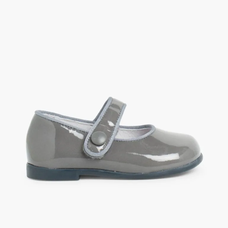 Menina Pisamonas Sapatos Merceditas Verniz Menina Com Tiras Aderentes