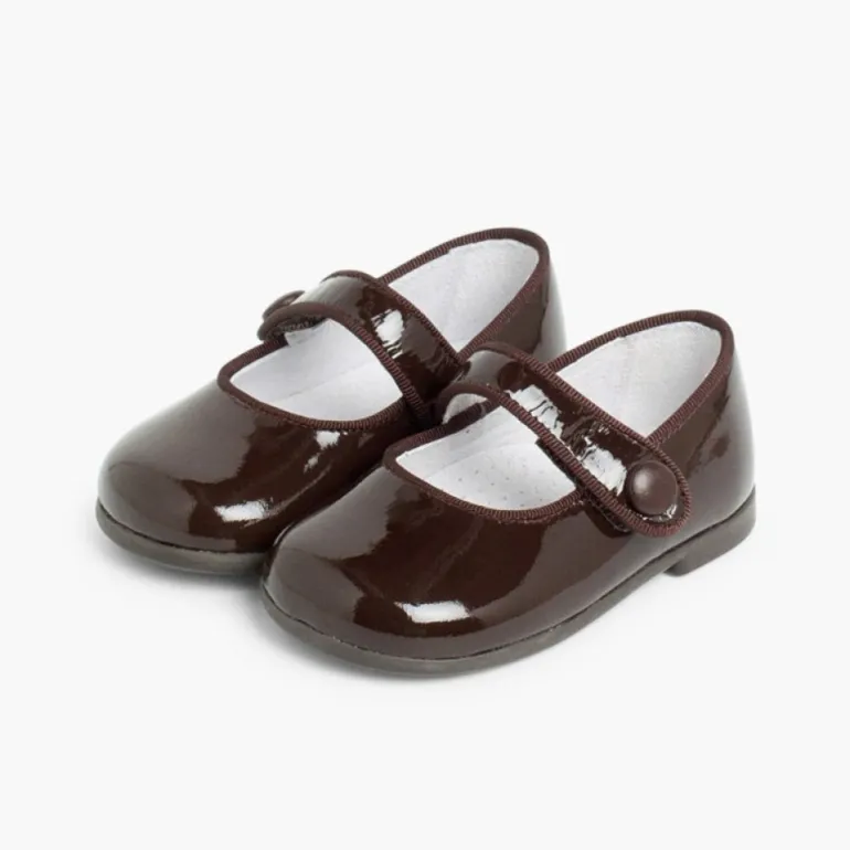 Menina Pisamonas Sapatos Merceditas Verniz Menina Com Tiras Aderentes