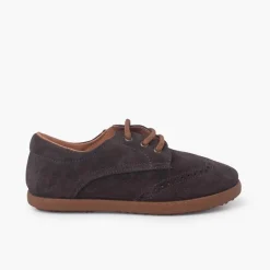 Menina Pisamonas Sapatos Oxford Camurca Sola Caramelo