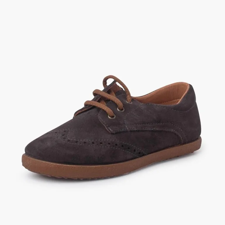 Menina Pisamonas Sapatos Oxford Camurca Sola Caramelo