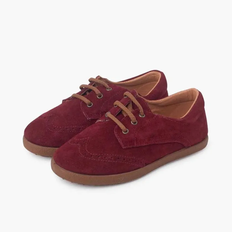 Menina Pisamonas Sapatos Oxford Camurca Sola Caramelo