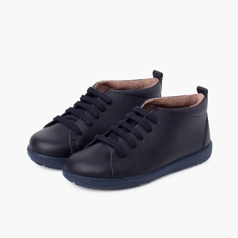 Menina Pisamonas Sapatos Pele Tipo Botins De Atacadores