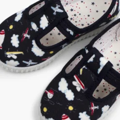 Menino Pisamonas Sapatos Pepito Lona Estampada Fecho Botao