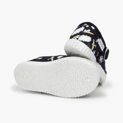 Menino Pisamonas Sapatos Pepito Lona Estampada Fecho Botao